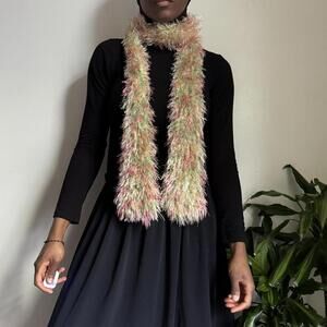 Vintage fringe fluffy multicolor Scarf